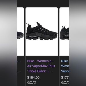 Nike women all black air vapor max size 7 !